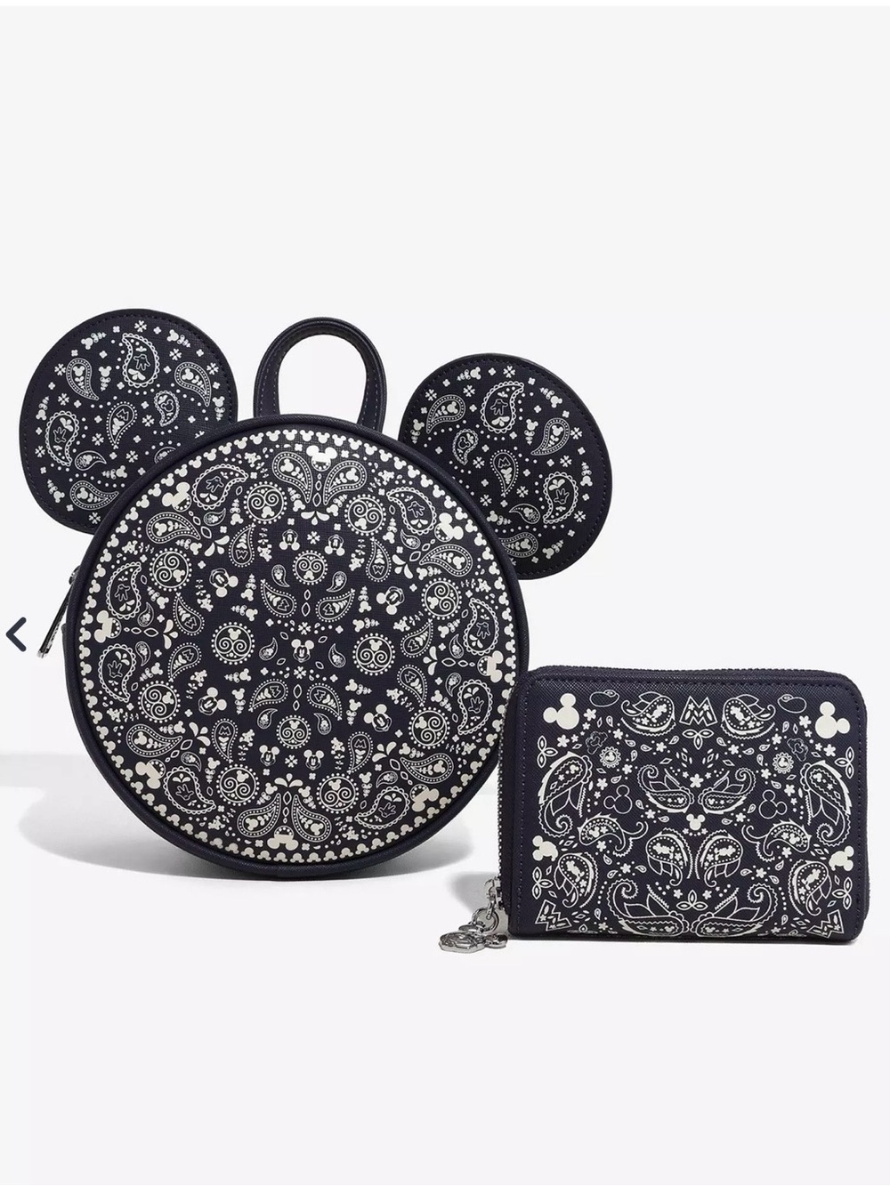Loungefly Disney Mickey Mouse Patterned Convertible Mini Backpack w/Wallet NWT